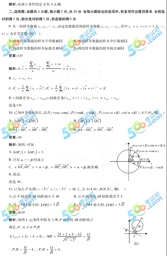 2021年江苏高考数学真题及答案公布